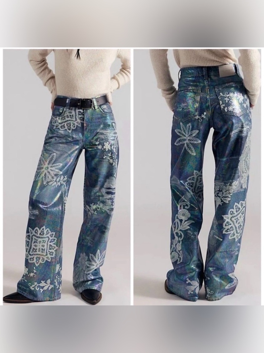 Free People Tinsley Printed High Rise‎ Illusions Jeans Floral Sz 26